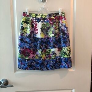 Erdem Silk Skirt Multicolor Paneled Floral Print